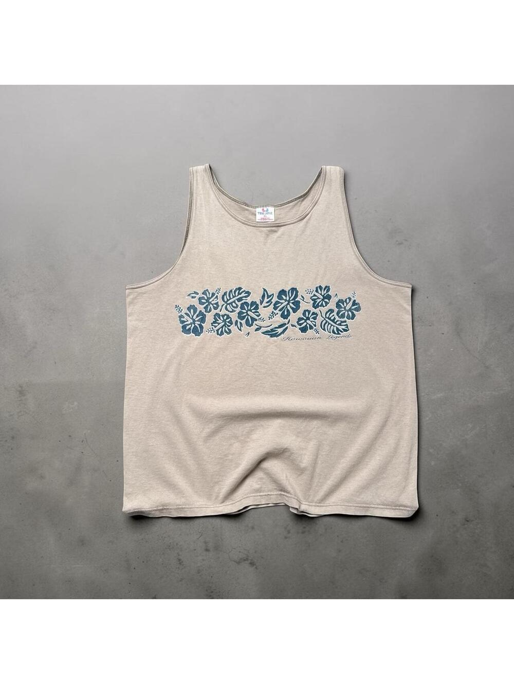 Y2K Hawaii Hawaiian Legends Surf Beige Tank Top Shirt